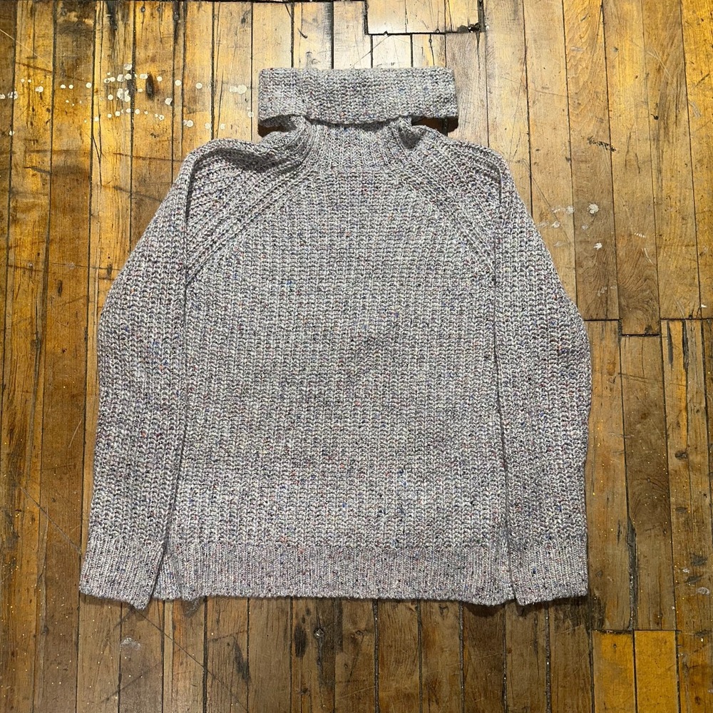 Madewell Sweater Women's S Colorfleck Wool Ribbed‎ Hem & Cuff Slit Turtleneck
